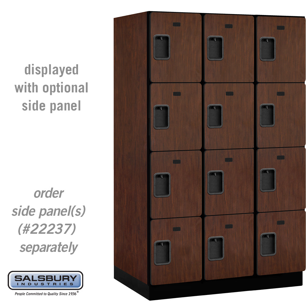 15" Wide Four Tier Designer Wood Locker - 3 Wide - 6 Feet High - 24 Inches Deep - Mahogany