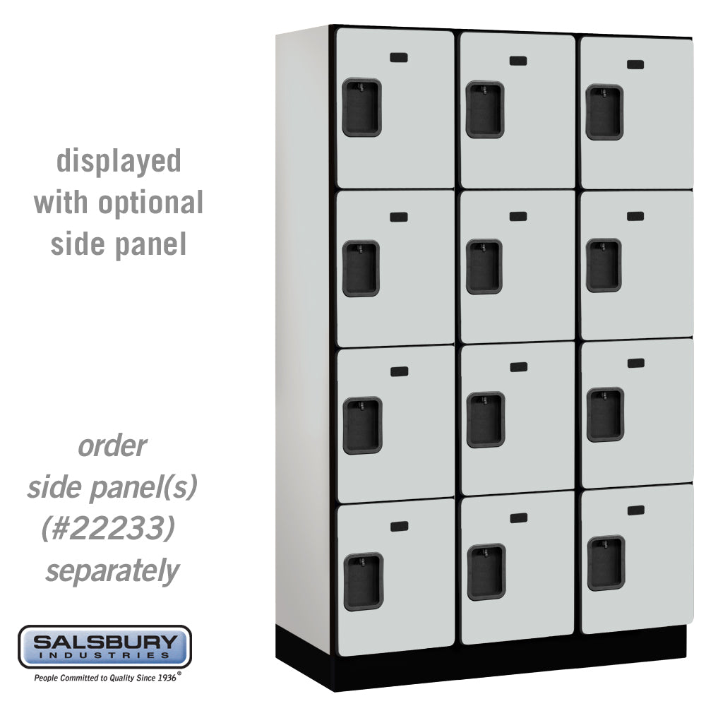 15" Wide Four Tier Designer Wood Locker - 3 Wide - 6 Feet High - 18 Inches Deep - Gray