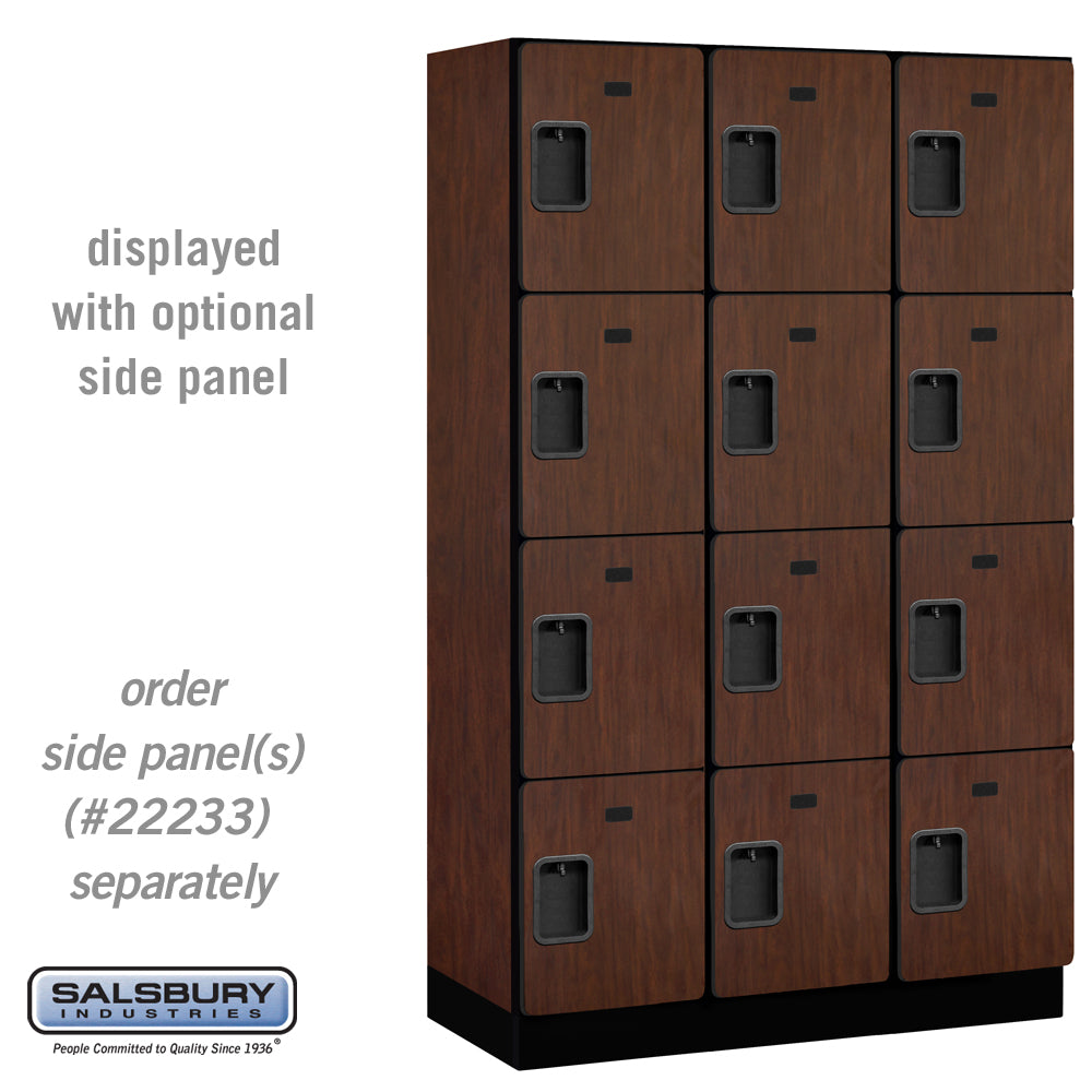 15" Wide Four Tier Designer Wood Locker - 3 Wide - 6 Feet High - 18 Inches Deep - Mahogany