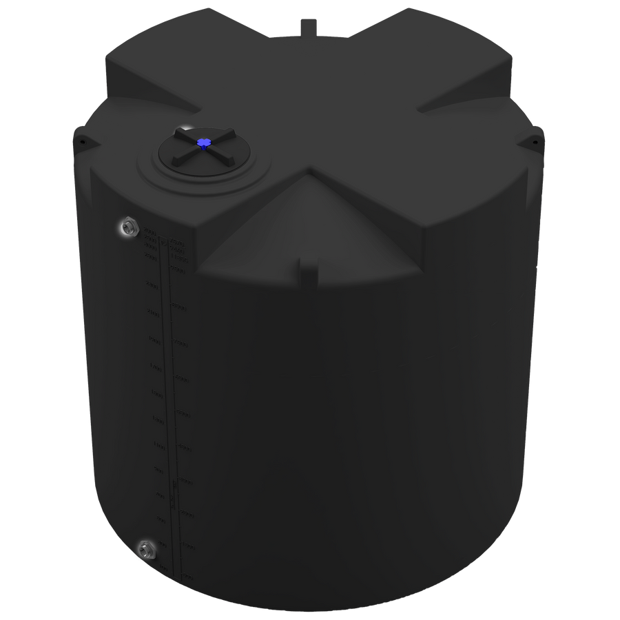 2500 GAL PROCHEM® PLUS POTABLE WATER TANK - LPE 1.0 FDA - BLACK  - DIA 95" x HGT 95" - LID 16" - BH FITTING T 1.5” / B 2” 