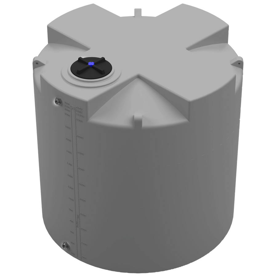 2500 GAL PROCHEM® PLUS POTABLE WATER TANK - LPE 1.0 FDA - GRAY  - DIA 95" x HGT 95" - LID 16" - BH FITTING T 1.5” / B 2” 