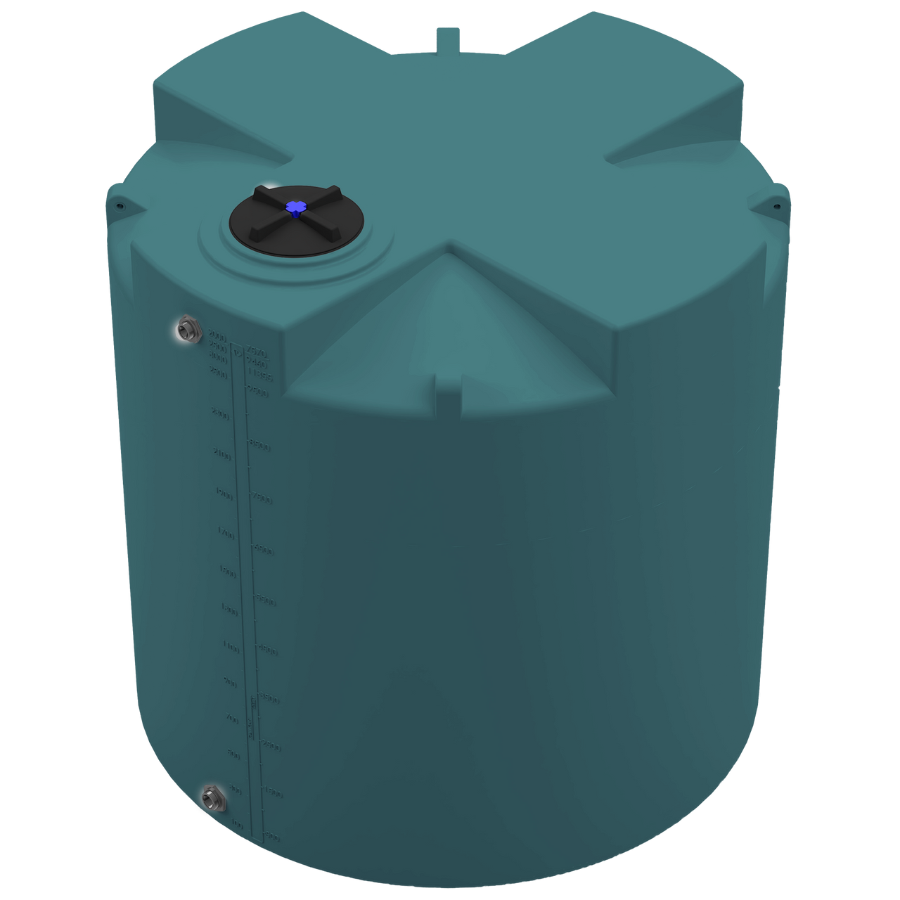 2500 GAL PROCHEM® PLUS POTABLE WATER TANK - LPE 1.0 FDA - GREEN  - DIA 95" x HGT 95" - LID 16" - BH FITTING T 1.5” / B 2” 