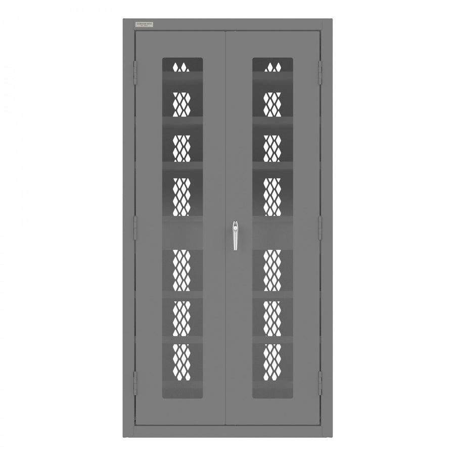 Secure Charging Cabinet, 16 Gauge, 12 Shelves, 2 Drawers, 2 Power Strips, 36 x 24 x 72