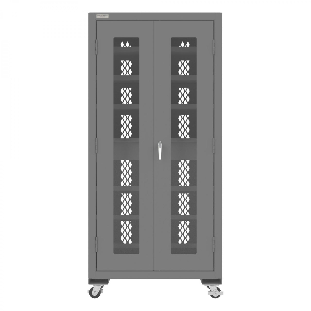 Mobile Secure Charging Cabinet, 16 Gauge, 12 Shelves, 2 Drawers, 2 Power Strips, 36 x 24 x 78