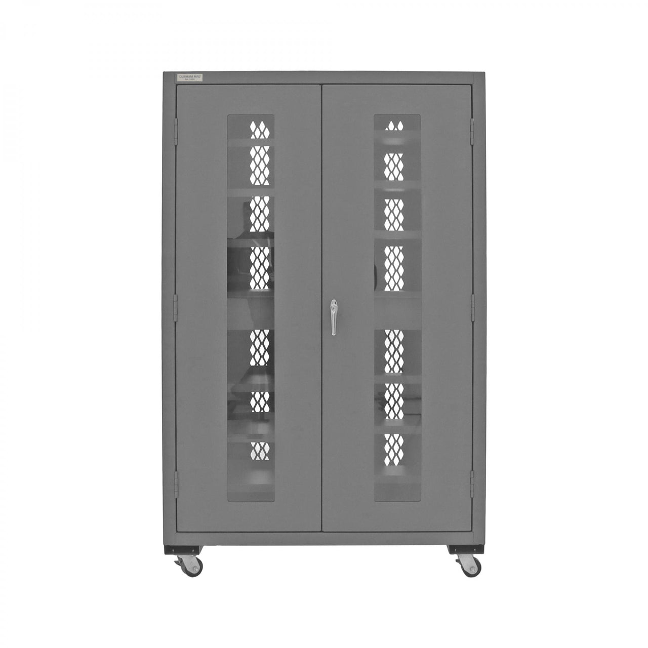 Mobile, Secure, Tool Charging Cabinet, 16 Gauge, 12 Shelves, 2 Drawers, 2 Power Strips, 48 x 24 x 78