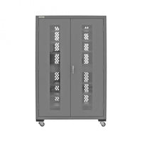 Thumbnail for Mobile, Secure, Tool Charging Cabinet, 16 Gauge, 12 Shelves, 2 Drawers, 2 Power Strips, 48 x 24 x 78