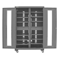Thumbnail for Mobile, Secure, Tool Charging Cabinet, 16 Gauge, 12 Shelves, 2 Drawers, 2 Power Strips, 48 x 24 x 78