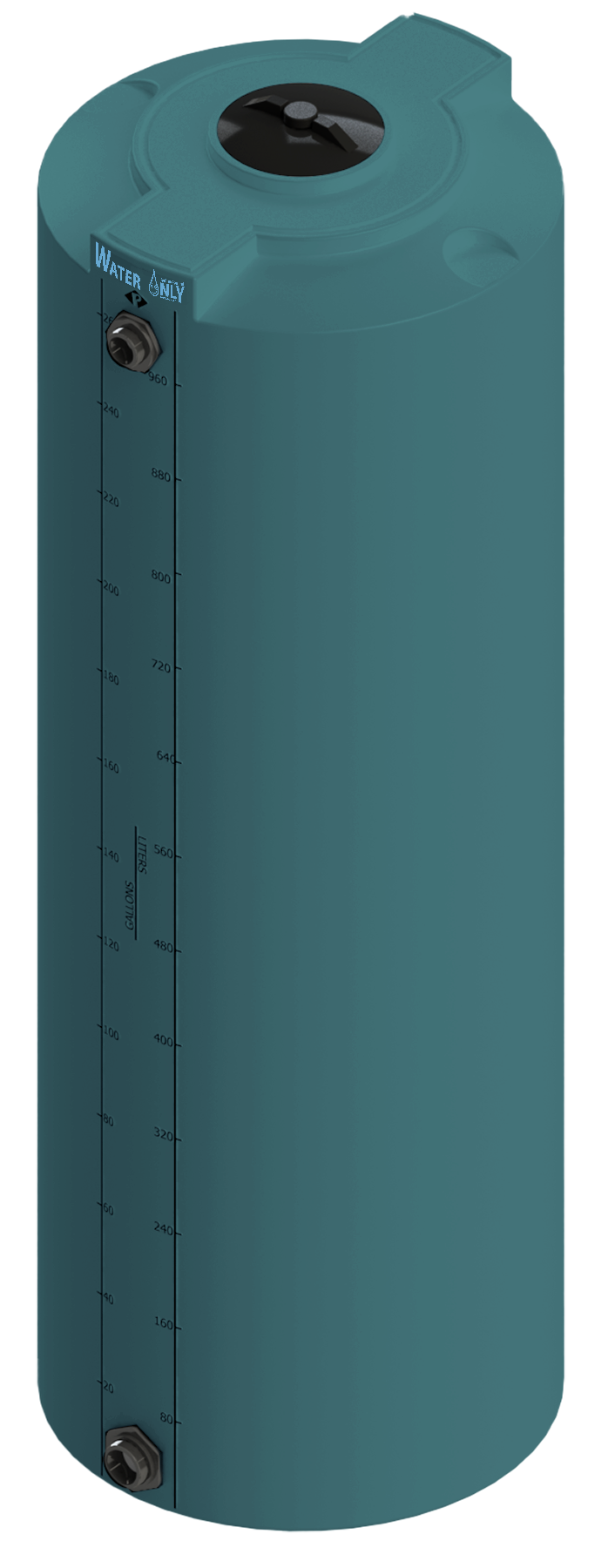 265 Gal ProChem® Potable Water Tank w/Bulkhead Fittings - Twist Lid 8" - LPE 1.0 - Dk Gray 