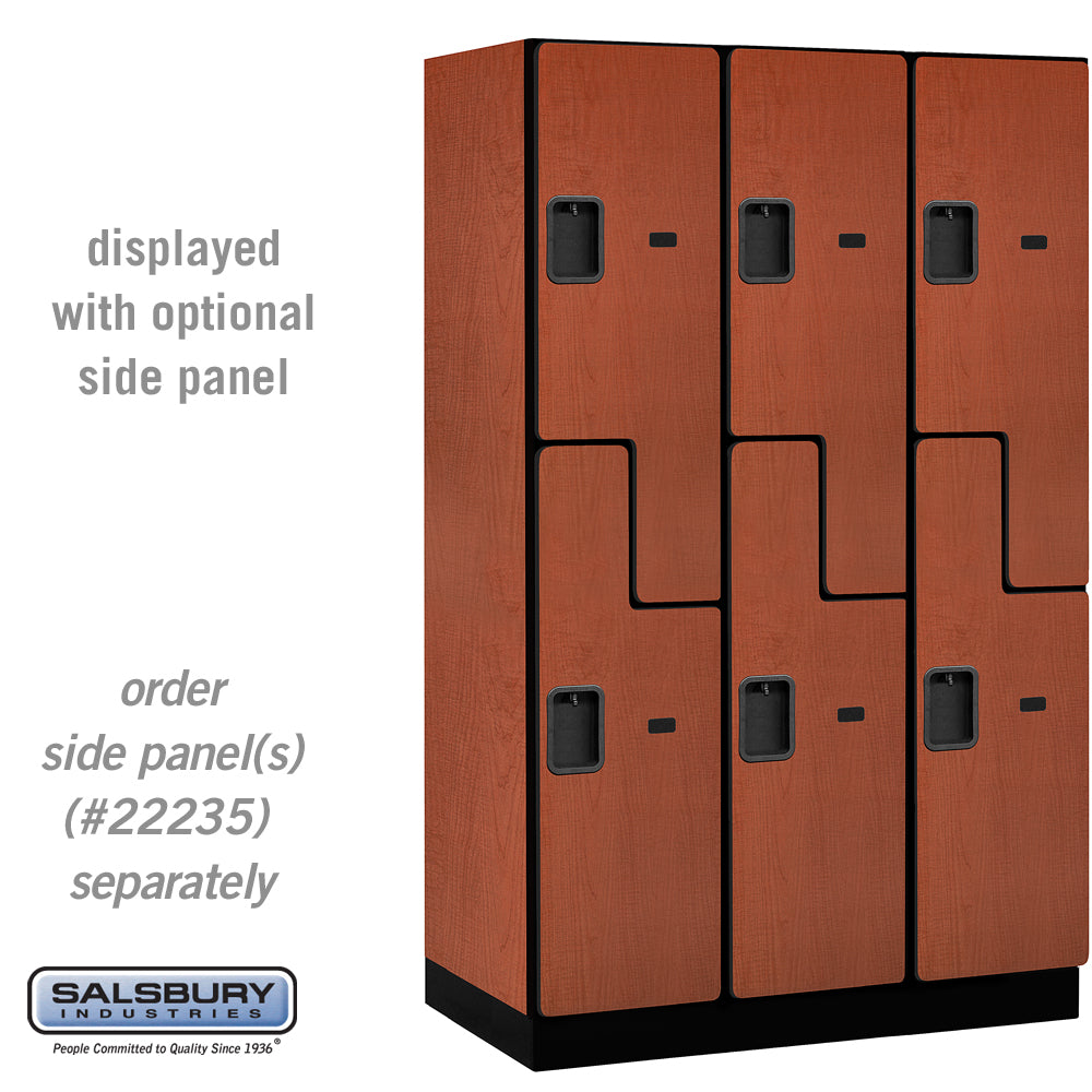 15" Wide Double Tier 'S' Style Designer Wood Locker - 3 Wide - 6 Feet High - 21 Inches Deep - Cherry