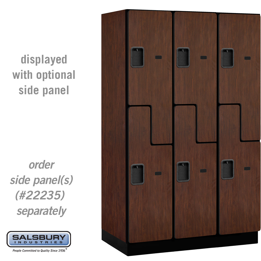 15" Wide Double Tier 'S' Style Designer Wood Locker - 3 Wide - 6 Feet High - 21 Inches Deep - Mahogany