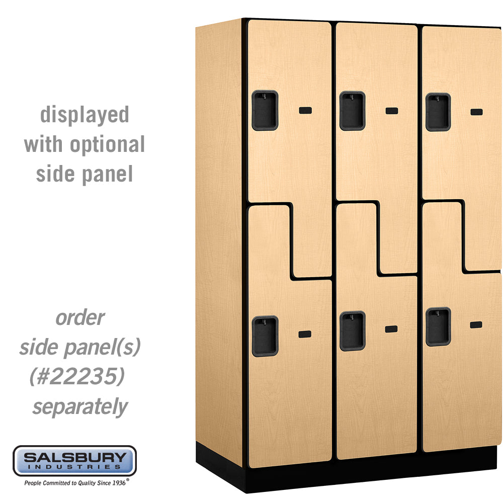 15" Wide Double Tier 'S' Style Designer Wood Locker - 3 Wide - 6 Feet High - 21 Inches Deep - Maple