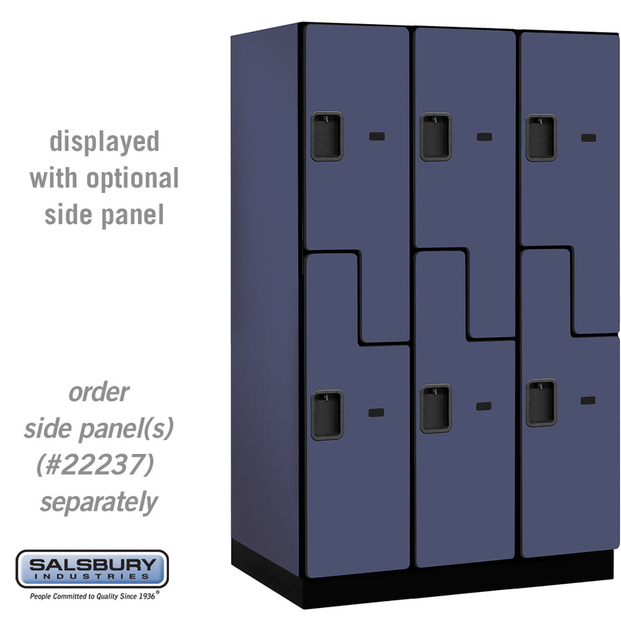15" Wide Double Tier 'S' Style Designer Wood Locker - 3 Wide - 6 Feet High - 24 Inches Deep - Blue