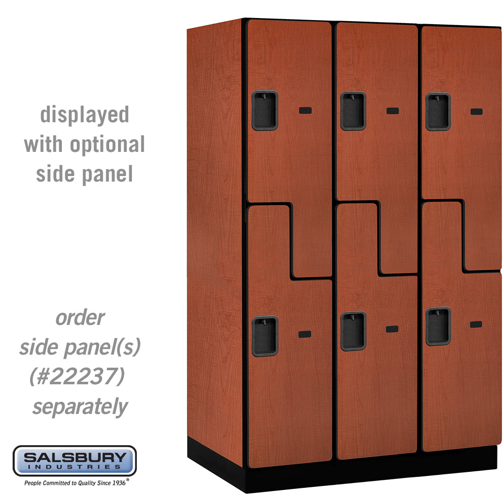 15" Wide Double Tier 'S' Style Designer Wood Locker - 3 Wide - 6 Feet High - 24 Inches Deep - Cherry