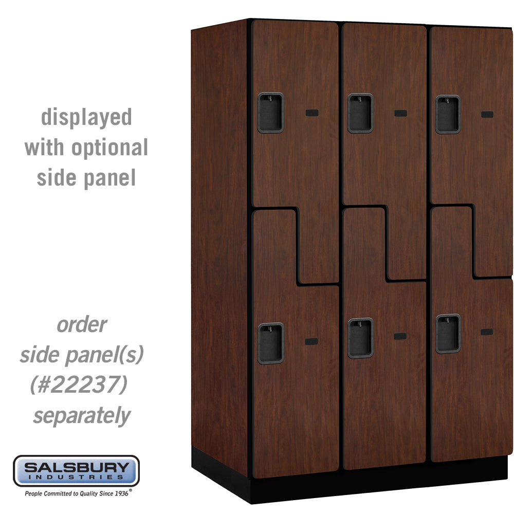 15" Wide Double Tier 'S' Style Designer Wood Locker - 3 Wide - 6 Feet High - 24 Inches Deep - Mahogany