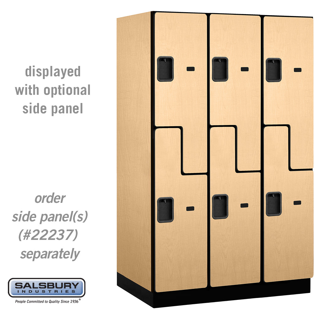 15" Wide Double Tier 'S' Style Designer Wood Locker - 3 Wide - 6 Feet High - 24 Inches Deep - Maple