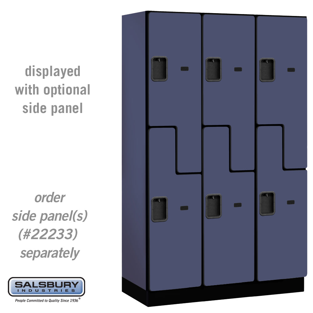 15" Wide Double Tier 'S' Style Designer Wood Locker - 3 Wide - 6 Feet High - 18 Inches Deep - Blue