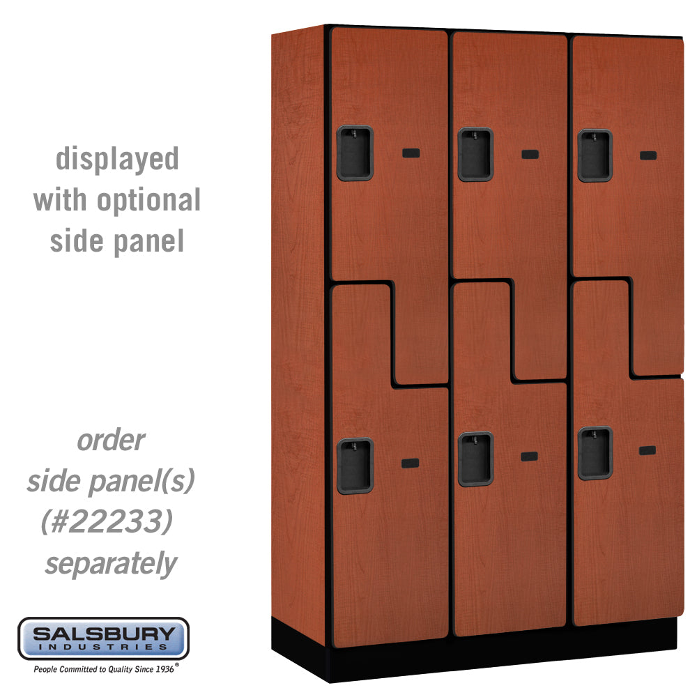 15" Wide Double Tier 'S' Style Designer Wood Locker - 3 Wide - 6 Feet High - 18 Inches Deep - Cherry