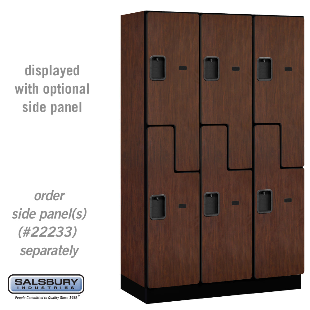 15" Wide Double Tier 'S' Style Designer Wood Locker - 3 Wide - 6 Feet High - 18 Inches Deep - Mahogany