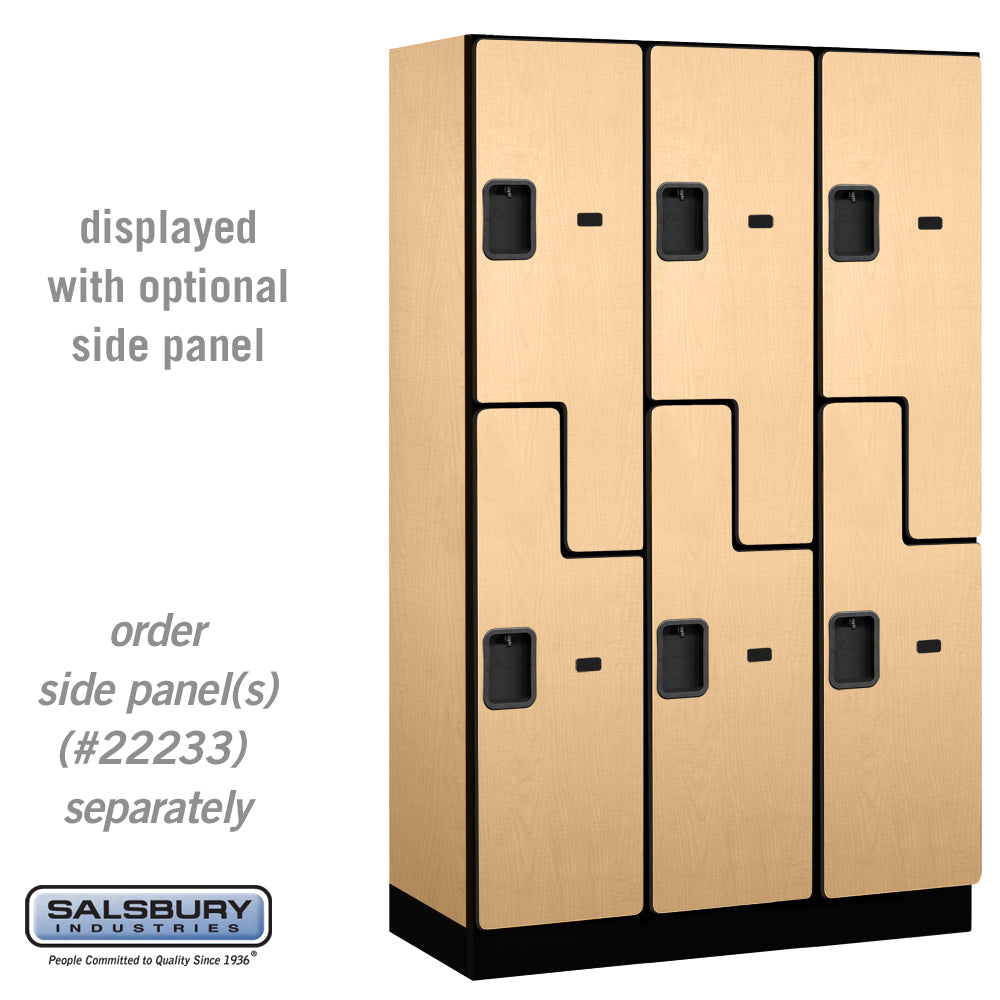 15" Wide Double Tier 'S' Style Designer Wood Locker - 3 Wide - 6 Feet High - 18 Inches Deep - Maple