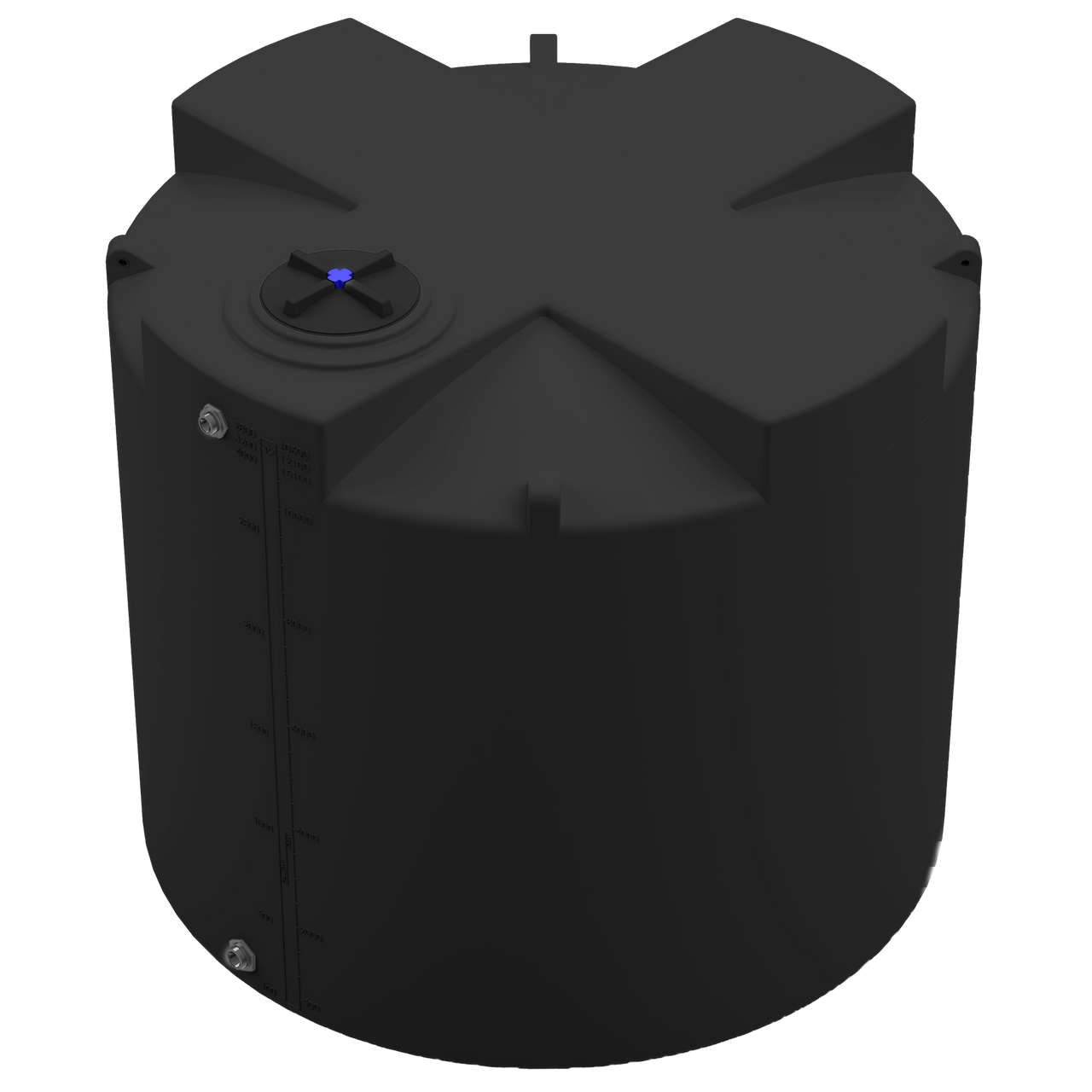 2800 GAL PROCHEM® PLUS POTABLE WATER TANK - LPE 1.0 FDA - BLACK  - DIA 102" x HGT 92" - LID 16" - BH FITTING T 1.5” / B 2” 