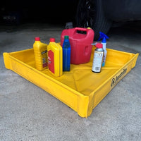 Thumbnail for Justrite 25.5” x 25.5” x 4”, 9 Gallon Capacity, Folding Utility Tray, Yellow
