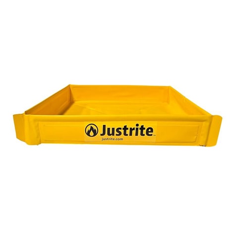 Justrite 25.5” x 25.5” x 4”, 9 Gallon Capacity, Folding Utility Tray, Yellow