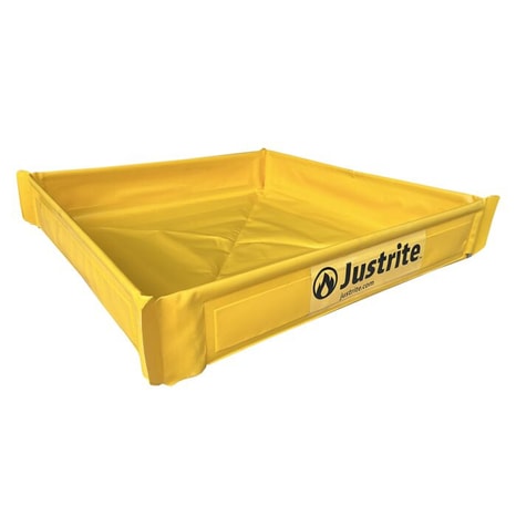 Justrite 25.5” x 25.5” x 4”, 9 Gallon Capacity, Folding Utility Tray, Yellow