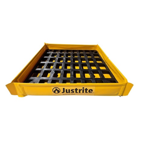 Justrite 25.5” x 25.5” x 4”, 8 Gallon Capacity, Folding Utility Tray with Grate