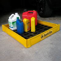 Thumbnail for Justrite 25.5” x 25.5” x 4”, 8 Gallon Capacity, Folding Utility Tray with Grate