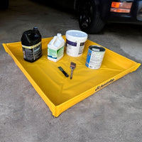 Thumbnail for Justrite 36” x 36” x 4”, 20 Gallon Capacity, Folding Utility Tray, Yellow