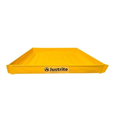 Justrite 36” x 36” x 4”, 20 Gallon Capacity, Folding Utility Tray, Yellow