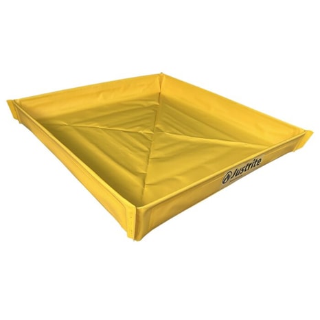 Justrite 36” x 36” x 4”, 20 Gallon Capacity, Folding Utility Tray, Yellow