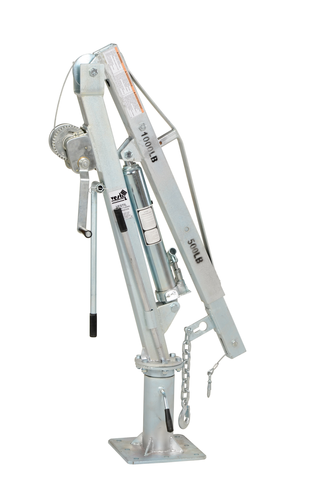 Galvanized Steel Winch Truck Jib Crane 500 Lb. Extended Capacity Gray