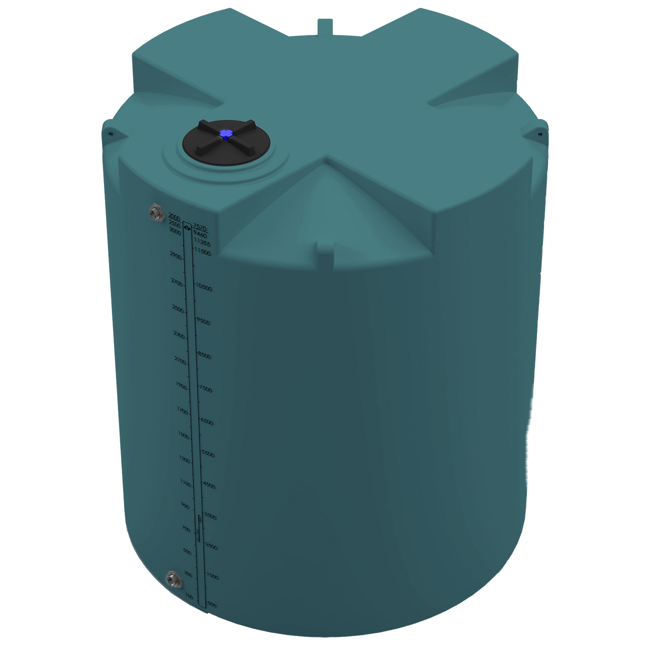 3000 GAL PROCHEM® PLUS POTABLE WATER TANK - LPE 1.0 FDA - GREEN  - DIA 95" x HGT 112" - LID 16" - BH FITTING T 1.5” / B 2” 