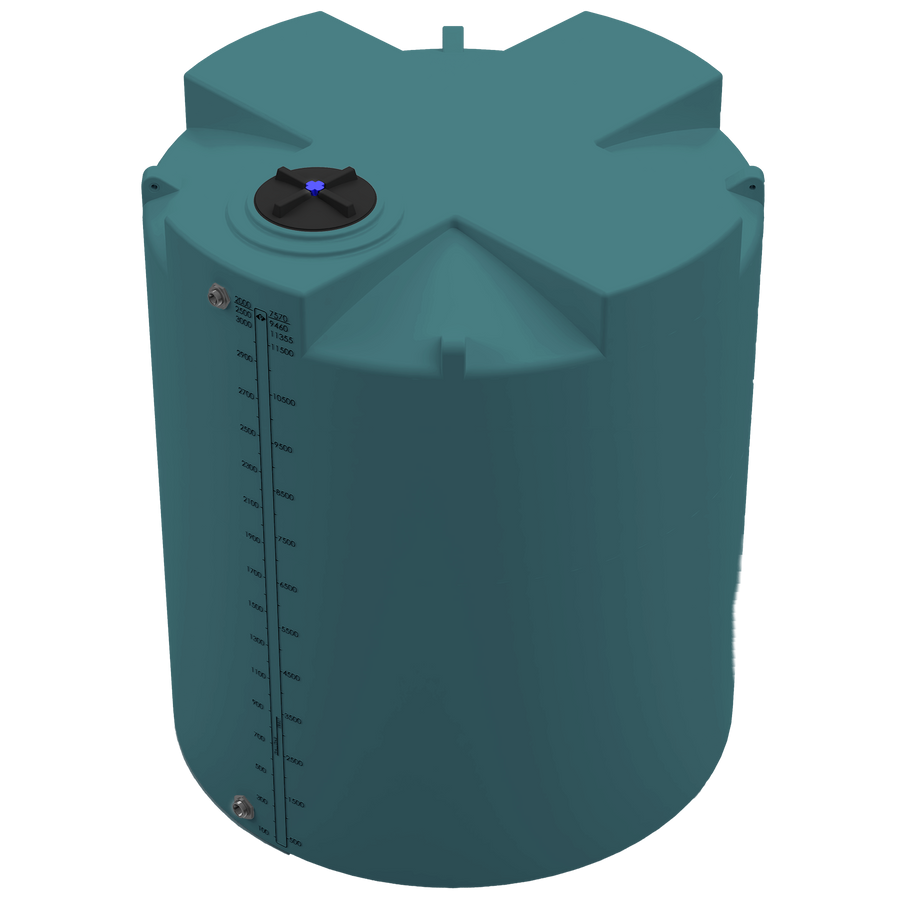 3000 GAL PROCHEM® PLUS POTABLE WATER TANK - LPE 1.0 FDA - GREEN  - DIA 95" x HGT 112" - LID 16" - BH FITTING T 1.5” / B 2” 