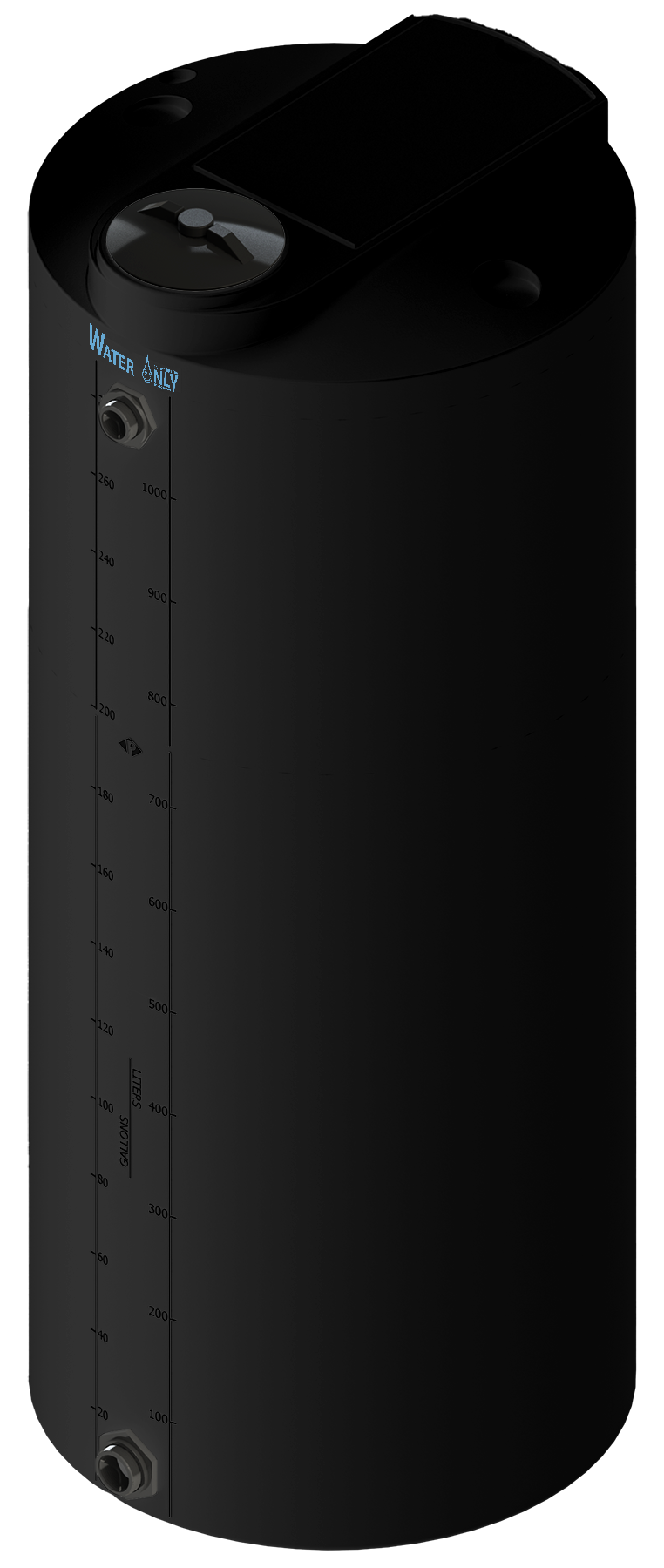 300 Gal ProChem® Potable Water Tank w/Bulkhead Fittings - Twist Lid 8" - LPE 1.0 - Black 