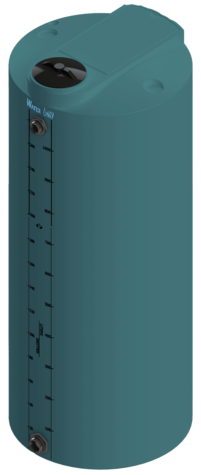 300 Gal ProChem® Potable Water Tank w/Bulkhead Fittings - Twist Lid 8" - LPE 1.0 - Dk Gray 