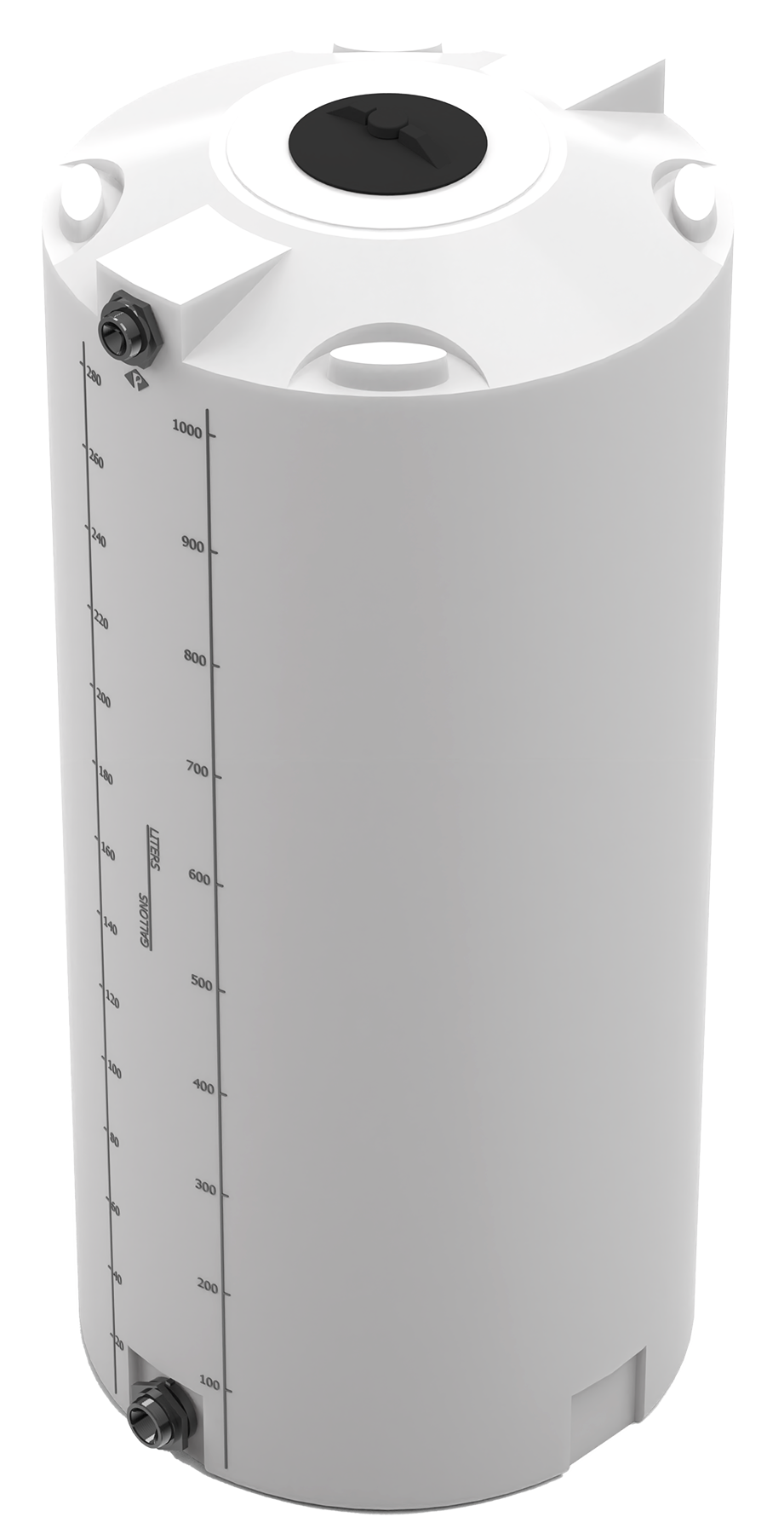 300 GAL PROCHEM® POTABLE WATER TANK W/BULKHEAD FITTINGS - LPE 1.0 FDA - NATURAL  - DIA 35" x HGT 78" - LID 8" - BH FITTING T 1.5” / B 2” 