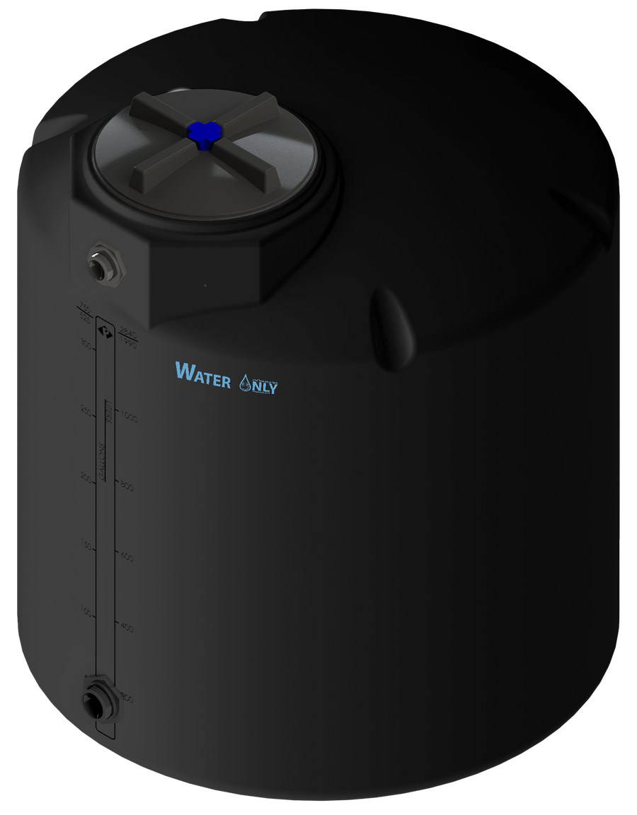 300 Gal ProChem® Potable Water Tank w/Bulkhead Fittings - Twist Lid 16" - LPE 1.0 - Black 