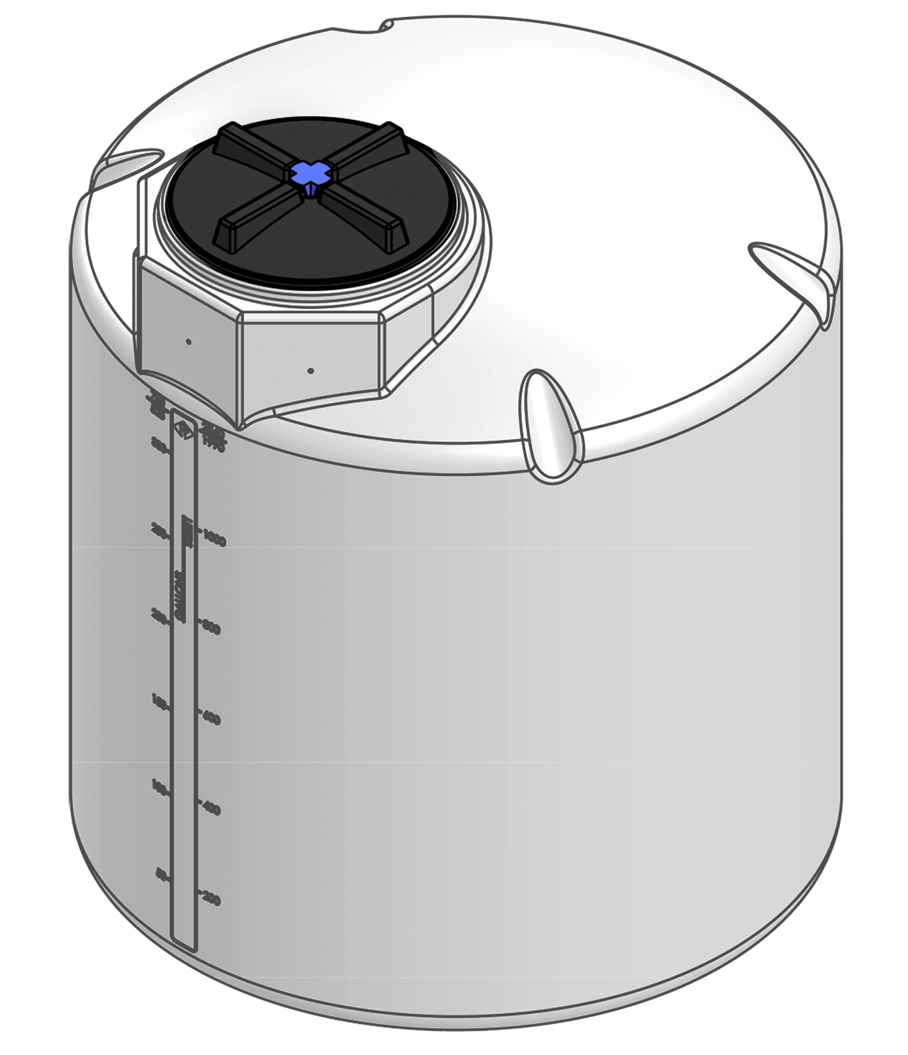 300 Gal ProChem® Process Chemical Tank Dome Top No Fittings - Twist Lid 16" - XLPE 1.9 - Natural 