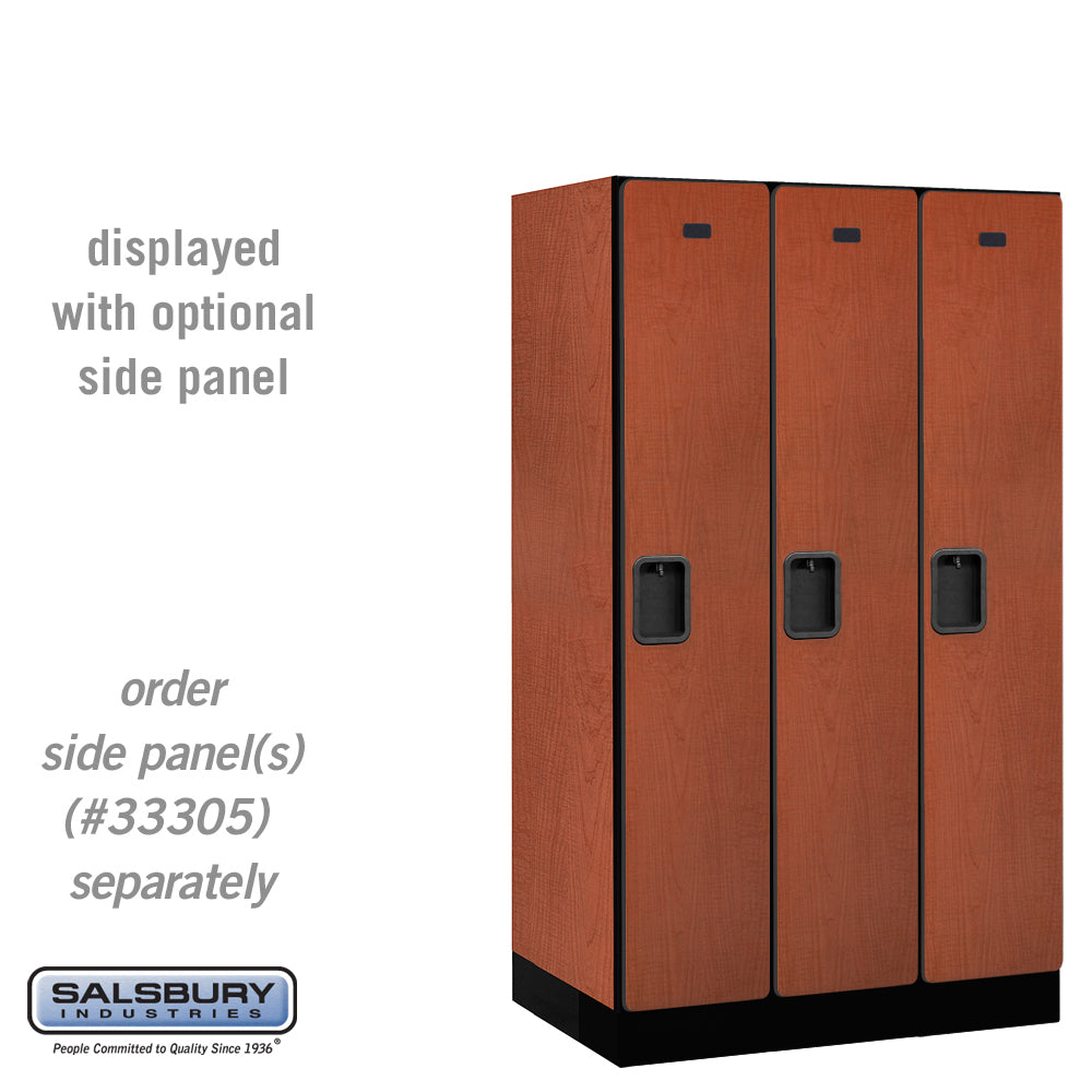 12" Wide Single Tier Designer Wood Locker - 3 Wide - 5 Feet High - 21 Inches Deep - Cherry