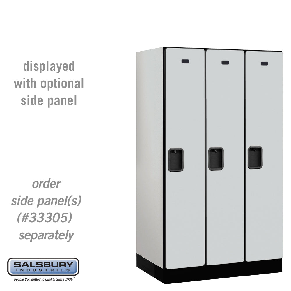 12" Wide Single Tier Designer Wood Locker - 3 Wide - 5 Feet High - 21 Inches Deep - Gray