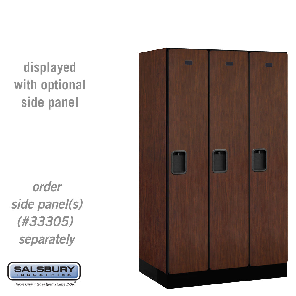 12" Wide Single Tier Designer Wood Locker - 3 Wide - 5 Feet High - 21 Inches Deep - Mahogany