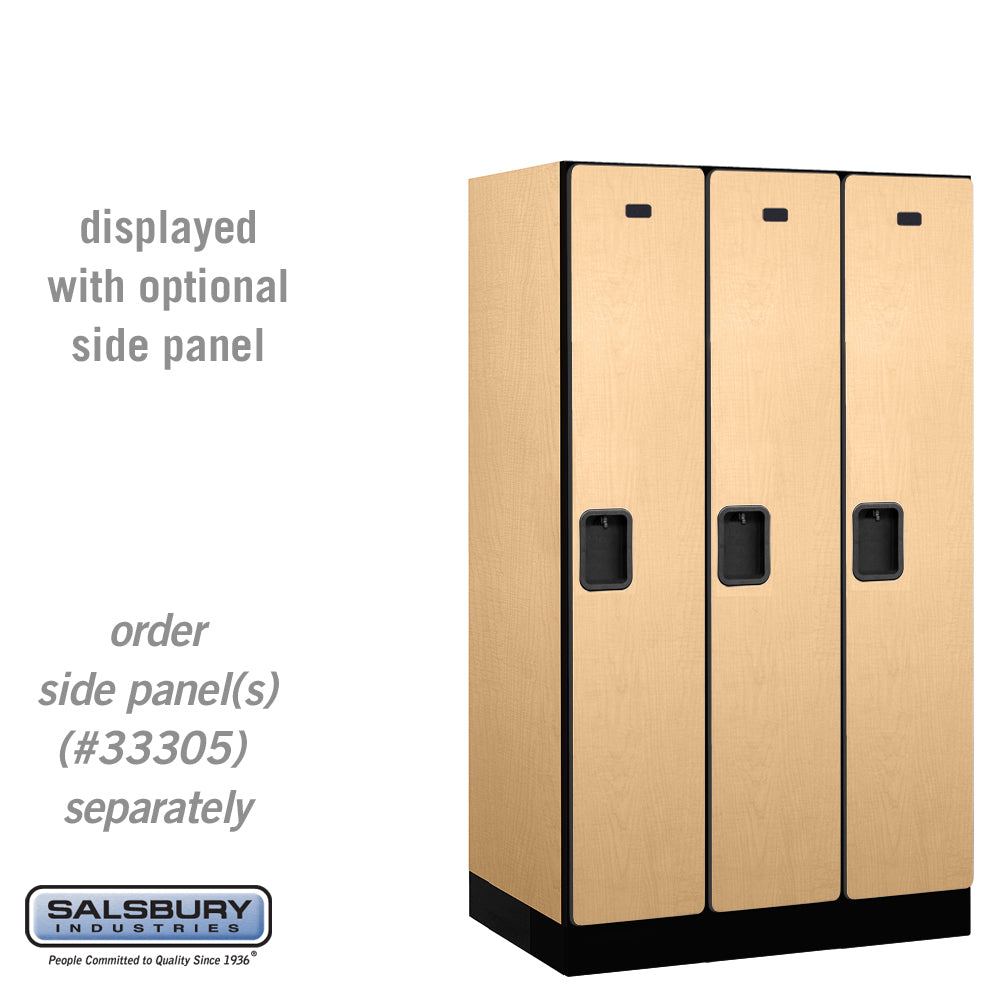 12" Wide Single Tier Designer Wood Locker - 3 Wide - 5 Feet High - 21 Inches Deep - Maple