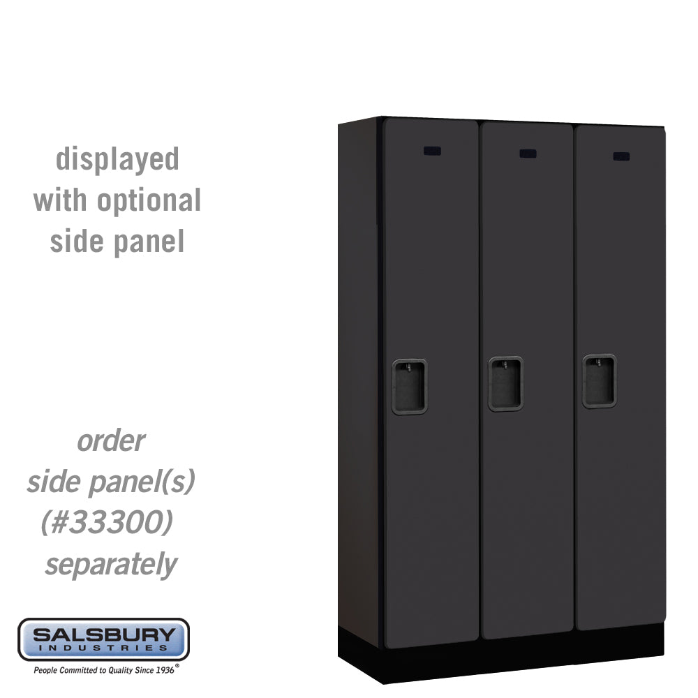 12" Wide Single Tier Designer Wood Locker - 3 Wide - 5 Feet High - 15 Inches Deep - Black