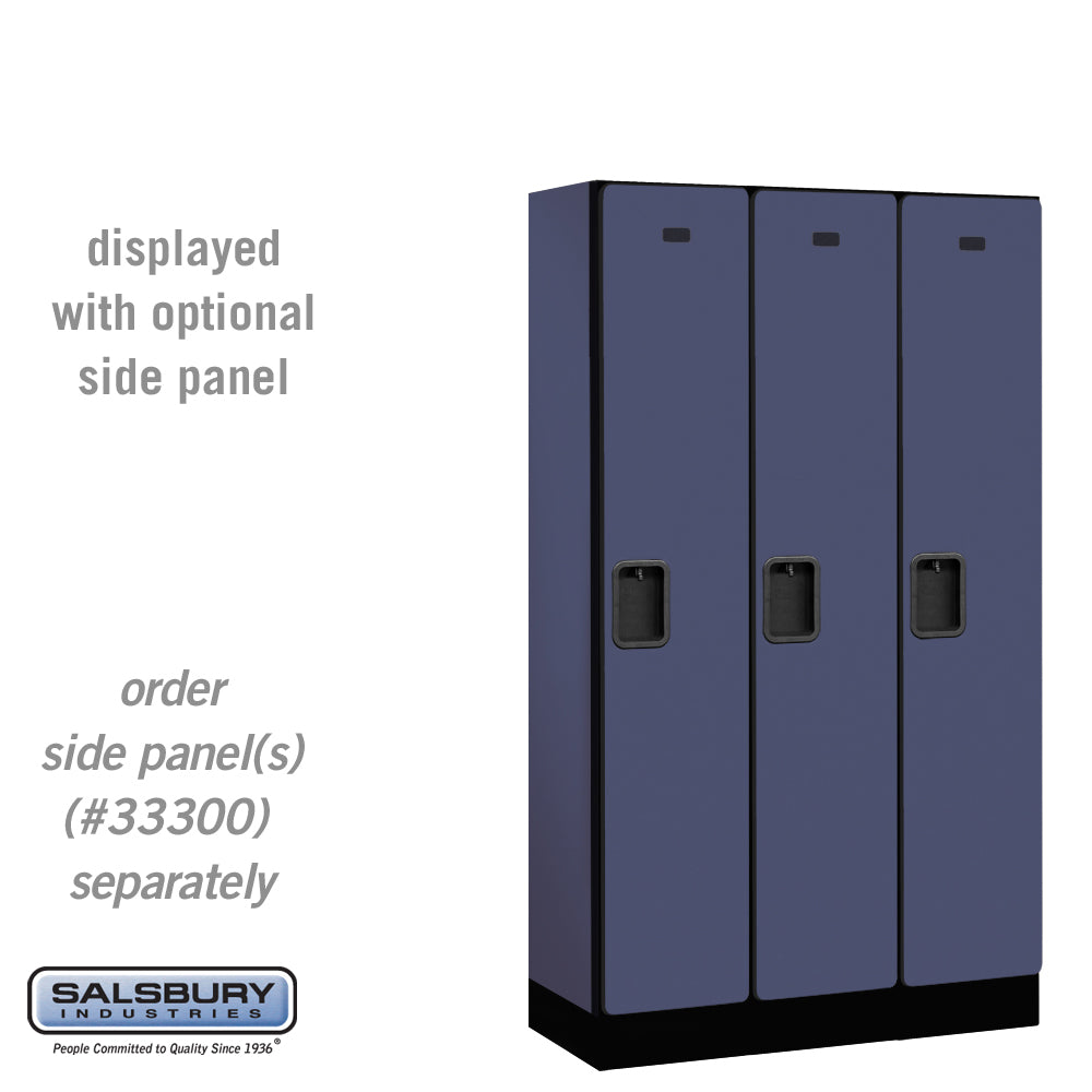 12" Wide Single Tier Designer Wood Locker - 3 Wide - 5 Feet High - 15 Inches Deep - Blue