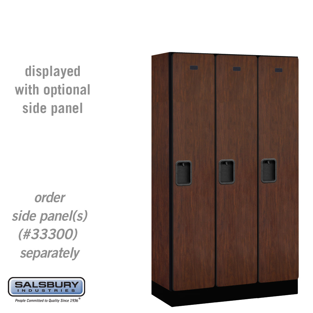 12" Wide Single Tier Designer Wood Locker - 3 Wide - 5 Feet High - 15 Inches Deep - Mahogany