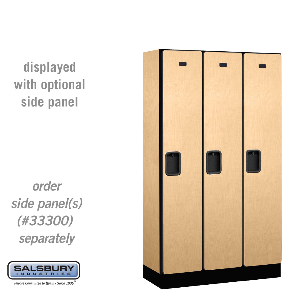 12" Wide Single Tier Designer Wood Locker - 3 Wide - 5 Feet High - 15 Inches Deep - Maple