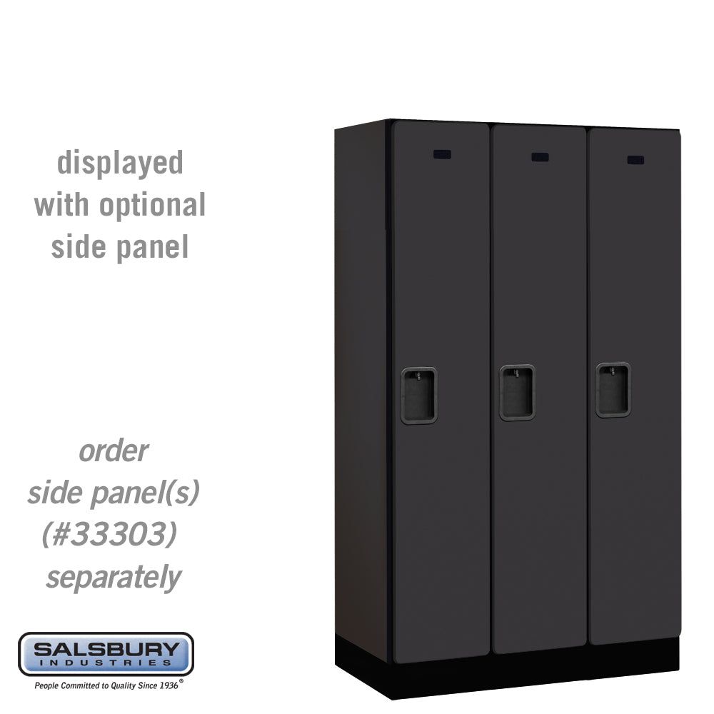 12" Wide Single Tier Designer Wood Locker - 3 Wide - 5 Feet High - 18 Inches Deep - Black