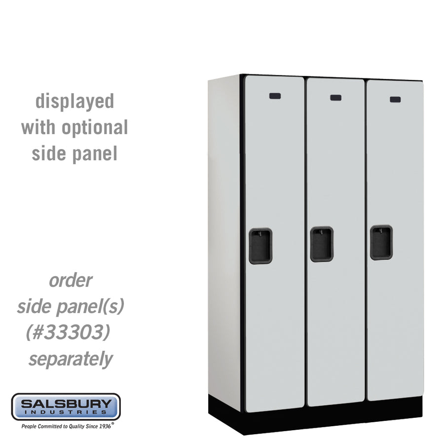 12" Wide Single Tier Designer Wood Locker - 3 Wide - 5 Feet High - 18 Inches Deep - Gray